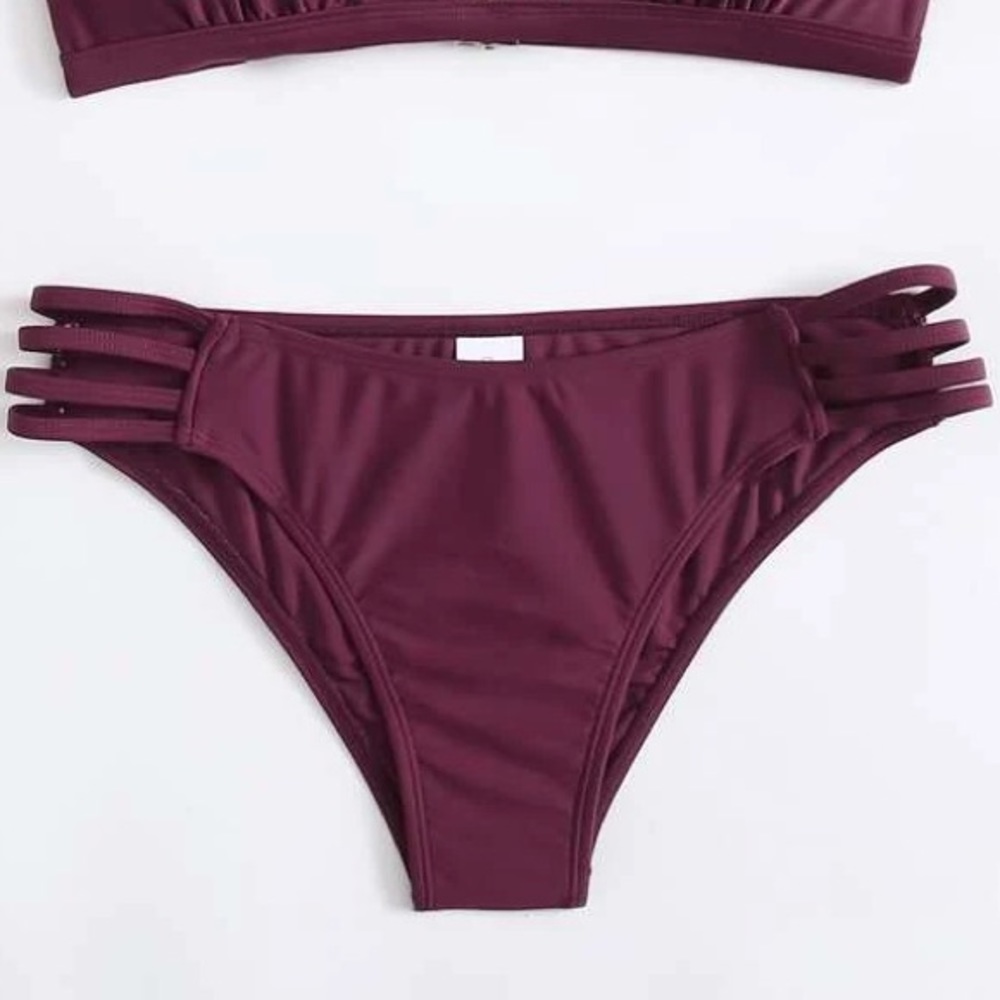 Bikini swimsuit Bottoms -full coverage -red purple